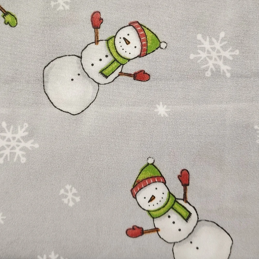 Rae Dunn Queen Flat Sheet 90 In X 102 In Snowman Winter Snowflake Christmas